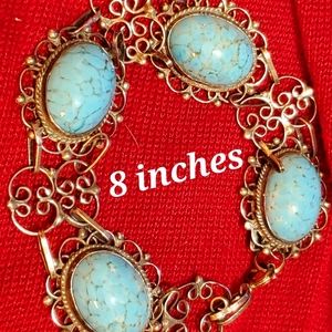 Vintage Mexico Sterling Silver Turquoise Bracelet